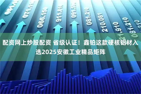 配资网上炒股配资 省级认证!鑫铂这款硬核铝材入选2025安徽工业精品矩阵
